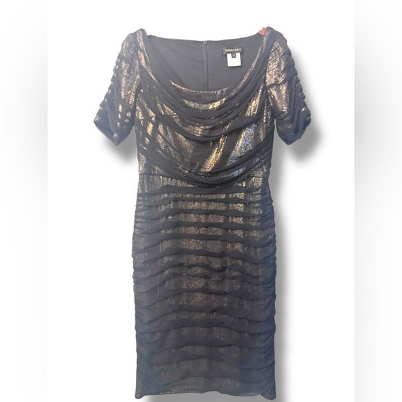 TADASHI SHOJI SEQUIN & SILK MESH SHEATH DRESS sz 8 - Picture 6 of 15